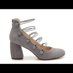 Nine West Kaede strappy pump gray suede size 6.5